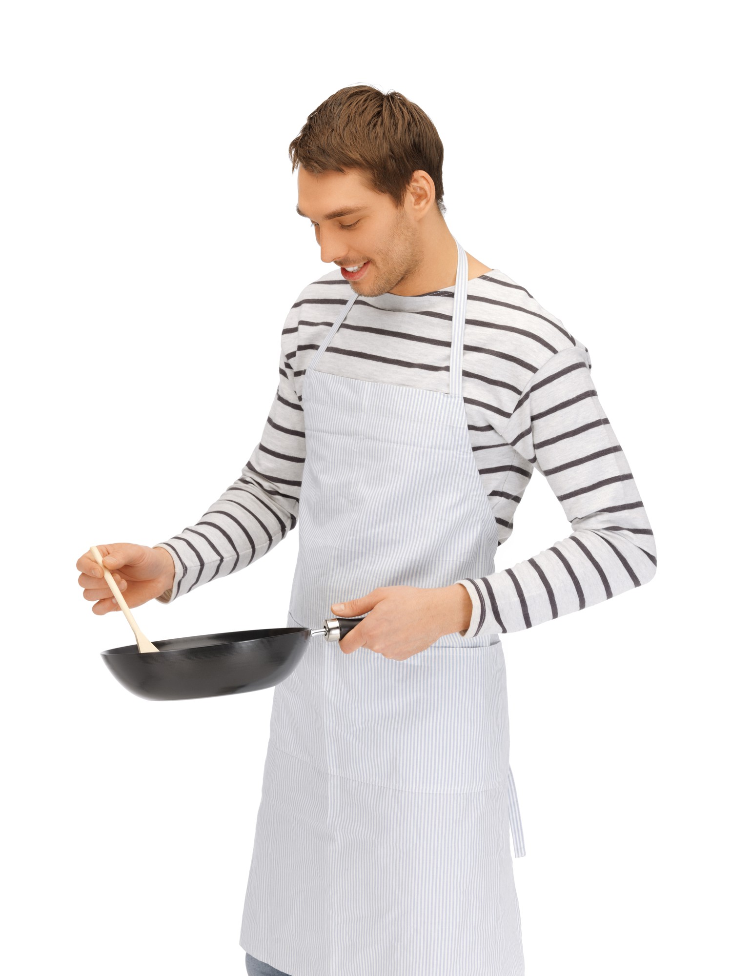 Instructor adjusting sear on pan for students